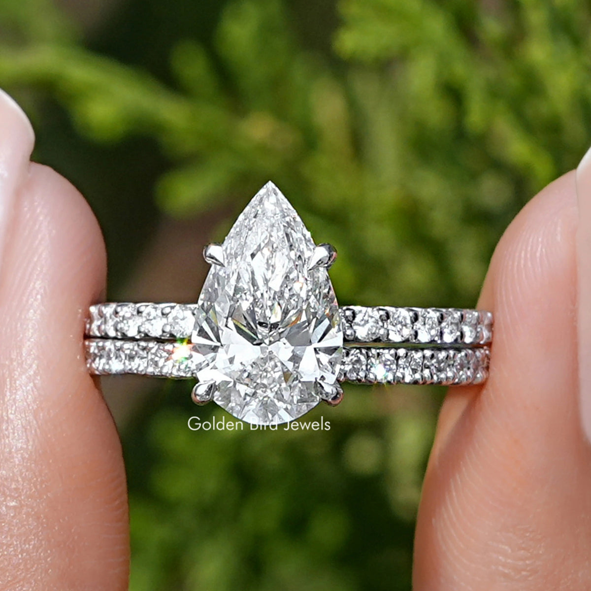 Pear Shaped Lab Grown Diamond Wedding Ring