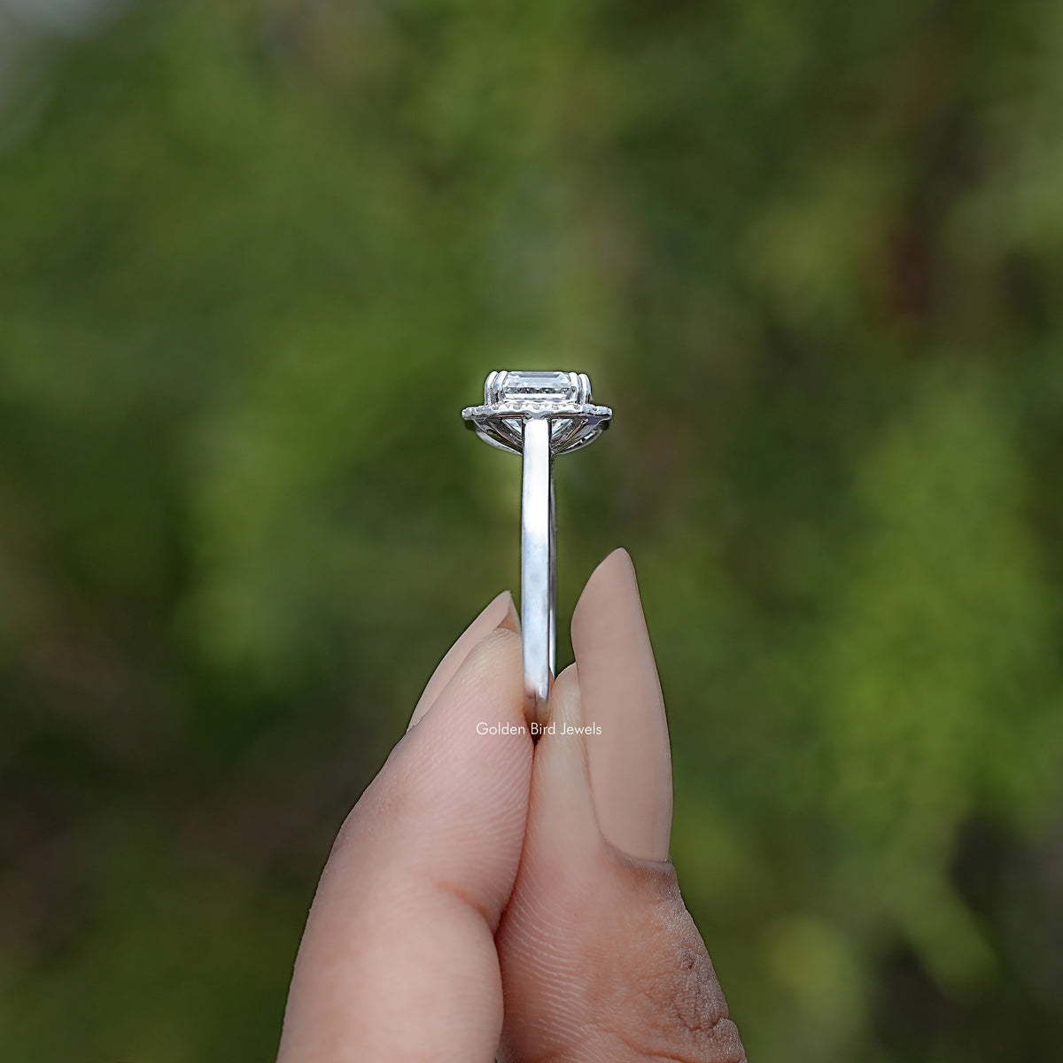 Asscher Cut Lab Diamond Halo Engagement Ring