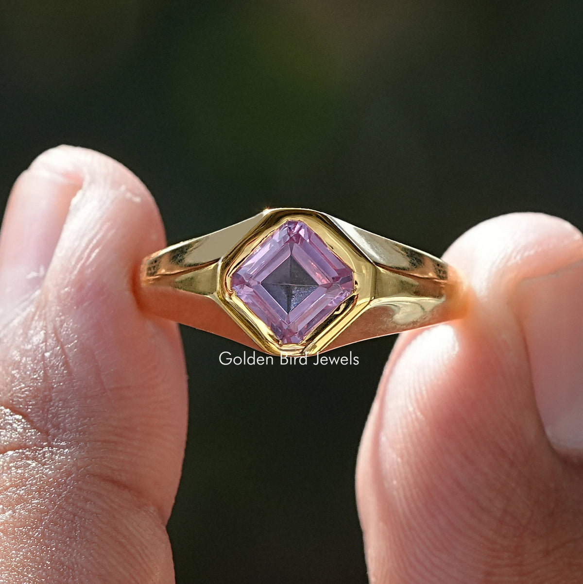 View of Asscher cut moissanite Men's Ring