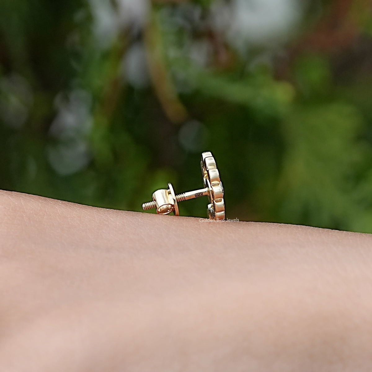 Back View Of Bezel Set Moissanite Stud Earrings