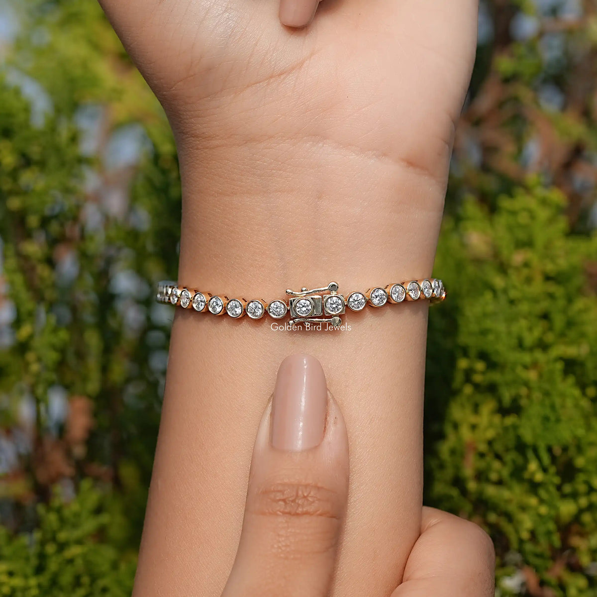 Bezel Set Round Cut Lab Diamond Bracelet