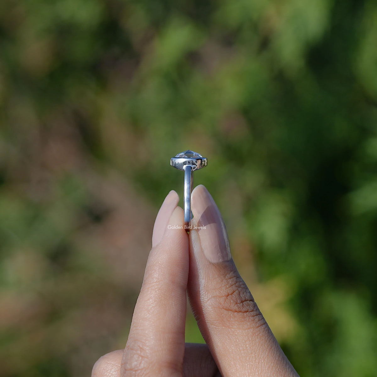 Rose Cut Round Moissanite Solitaire Ring For Her