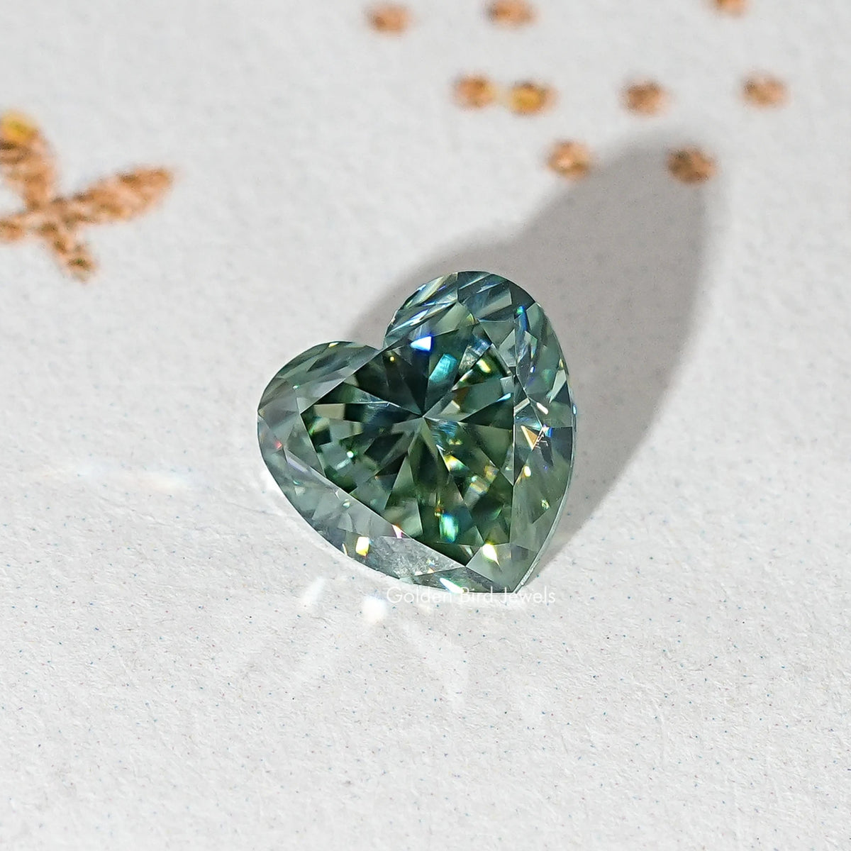 Blue Green Heart Loose Moissanite