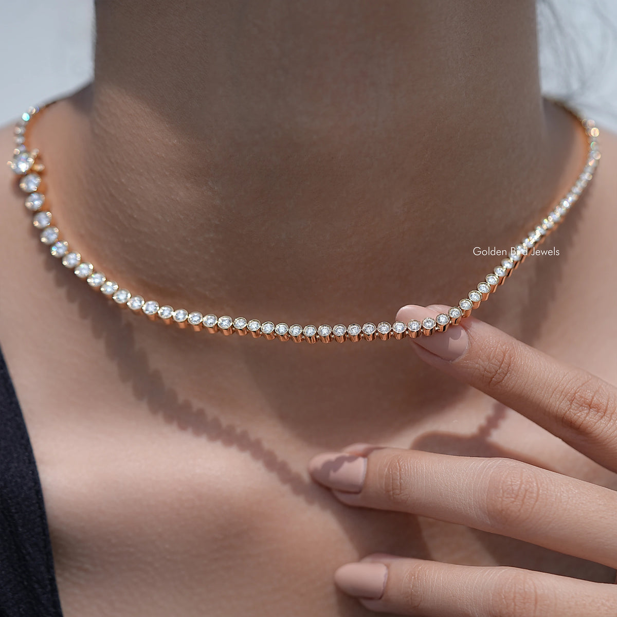 Round Cut Moissanite Tennis Necklace