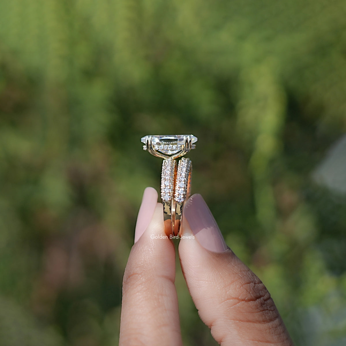 Dutch Marquise Cut Moissanite Bridal Ring Set