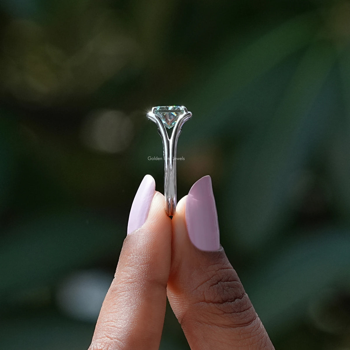 Crushed Ice Radiant Moissanite Engagement Ring