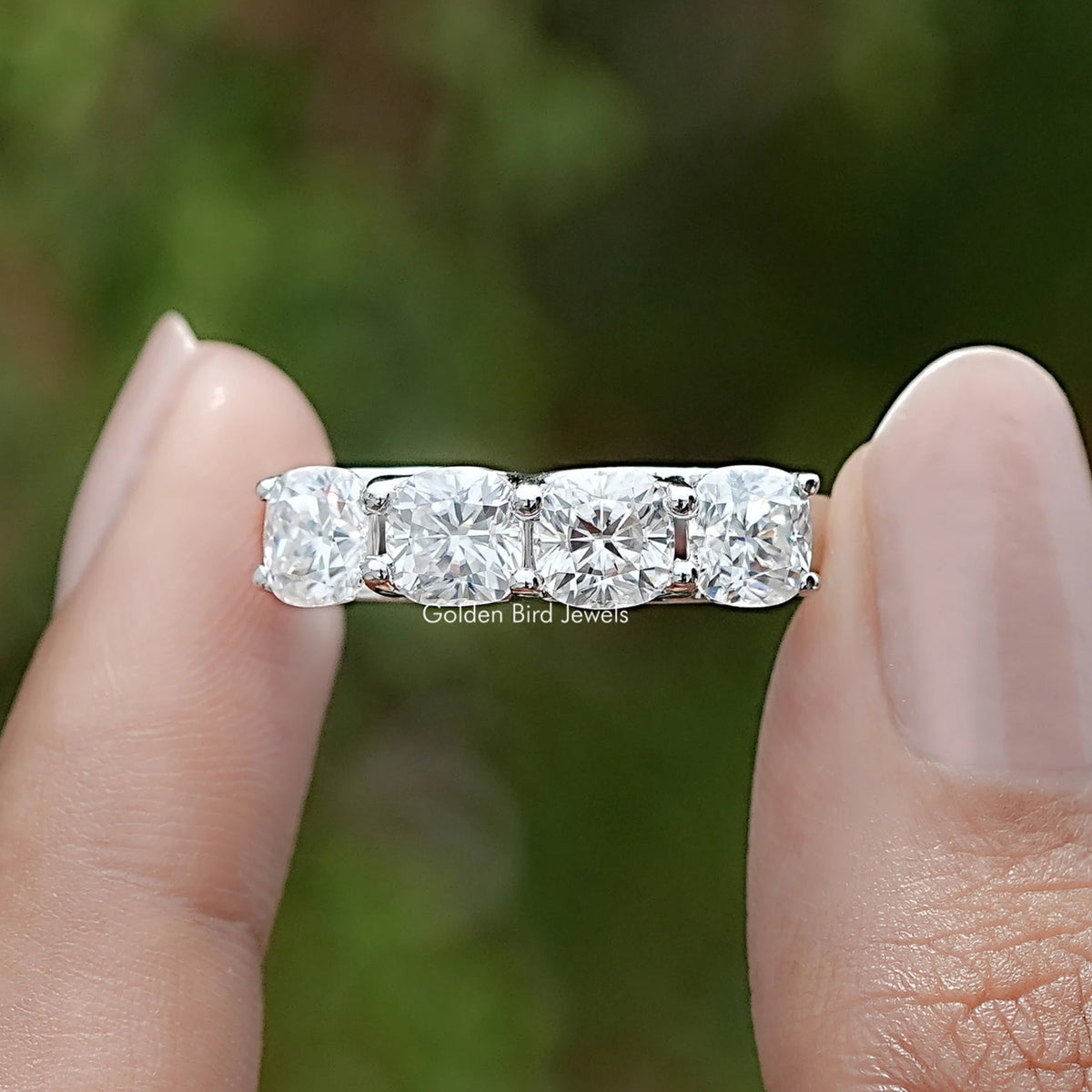 Cushion Cut Moissanite Eternity Wedding Band