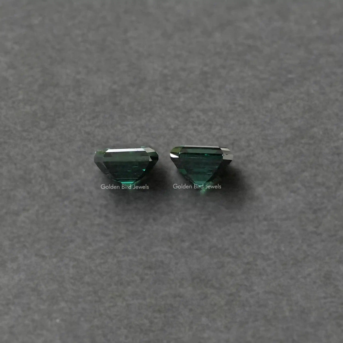 Side view of Asscher Loose Moissanite Dark Green Color Stone