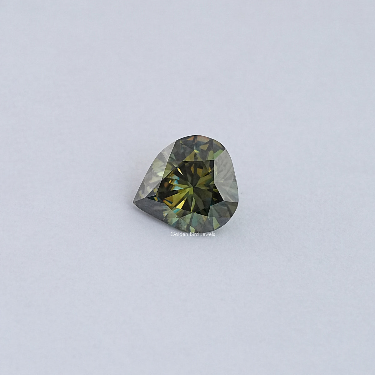 View Of Green Pear Loose Moissanite