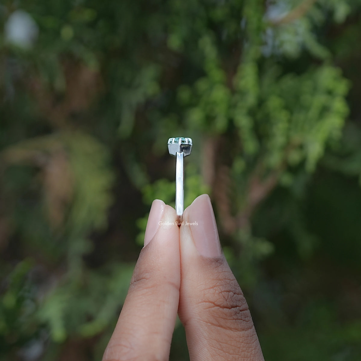 Side View of Marquise Cut Moissanite Solitaire Ring