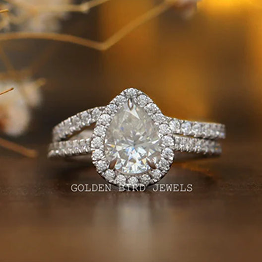 Pear Cut Moissanite Bridal Wedding Ring Set