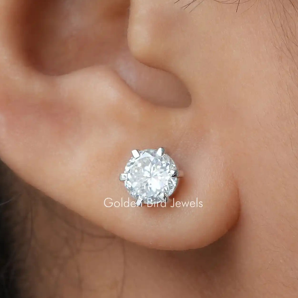 Portuguese Cut Moissanite Wedding Earrings