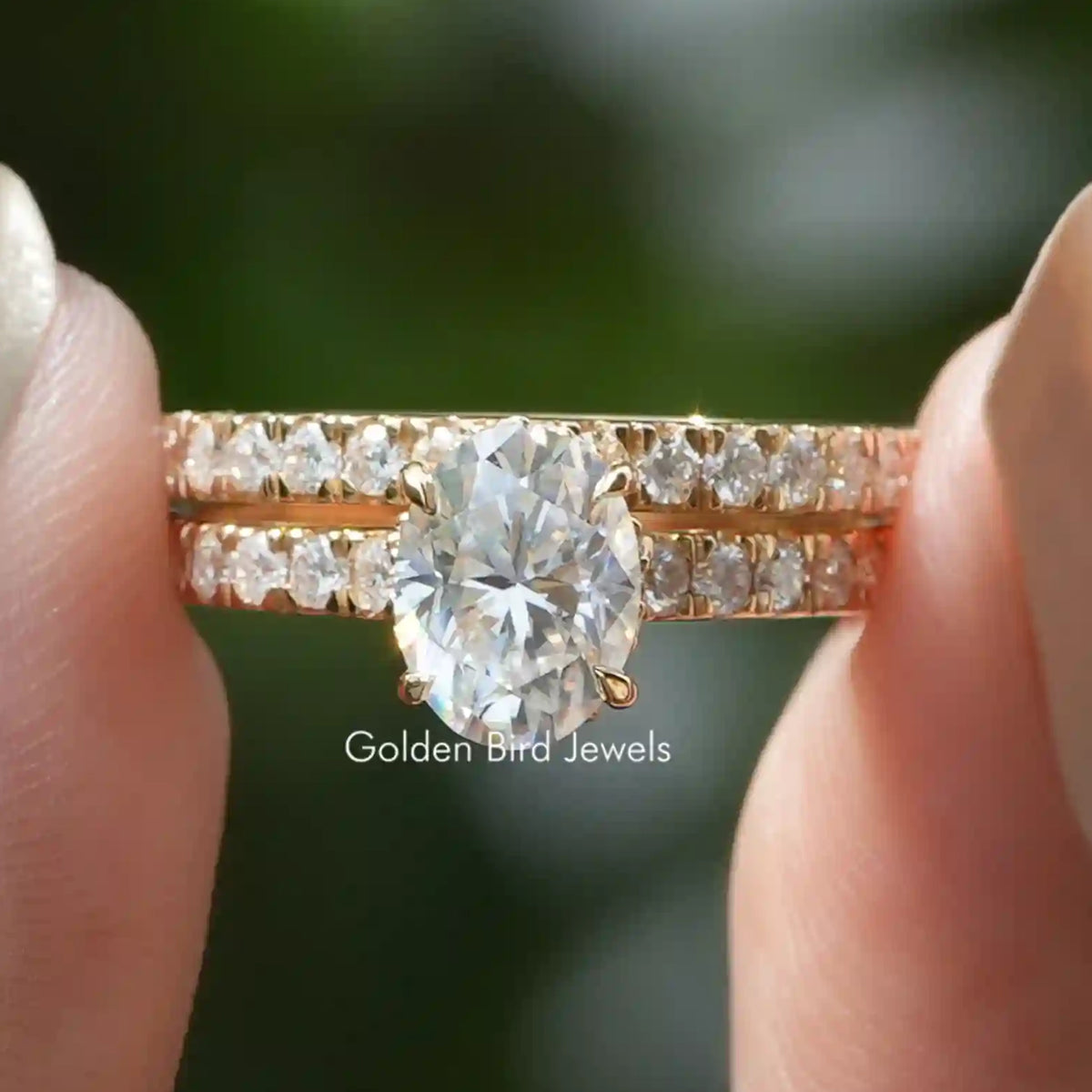 Oval Cut Lab Grown Diamond Wedding Ring Set