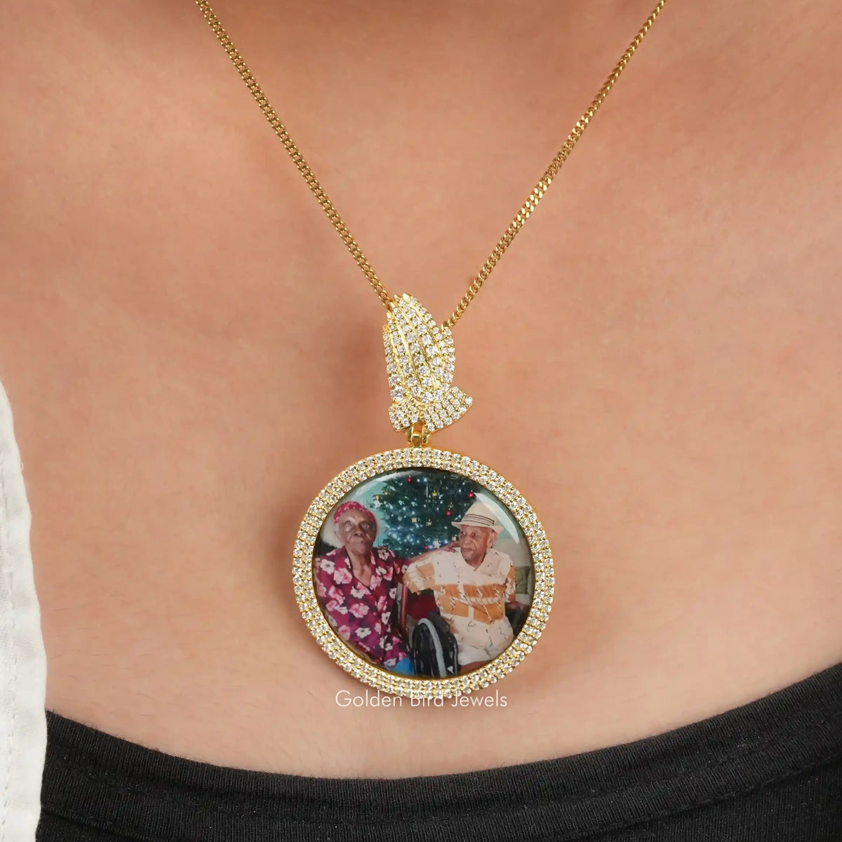 Moissanite Round Cut Customize Photo Pendant