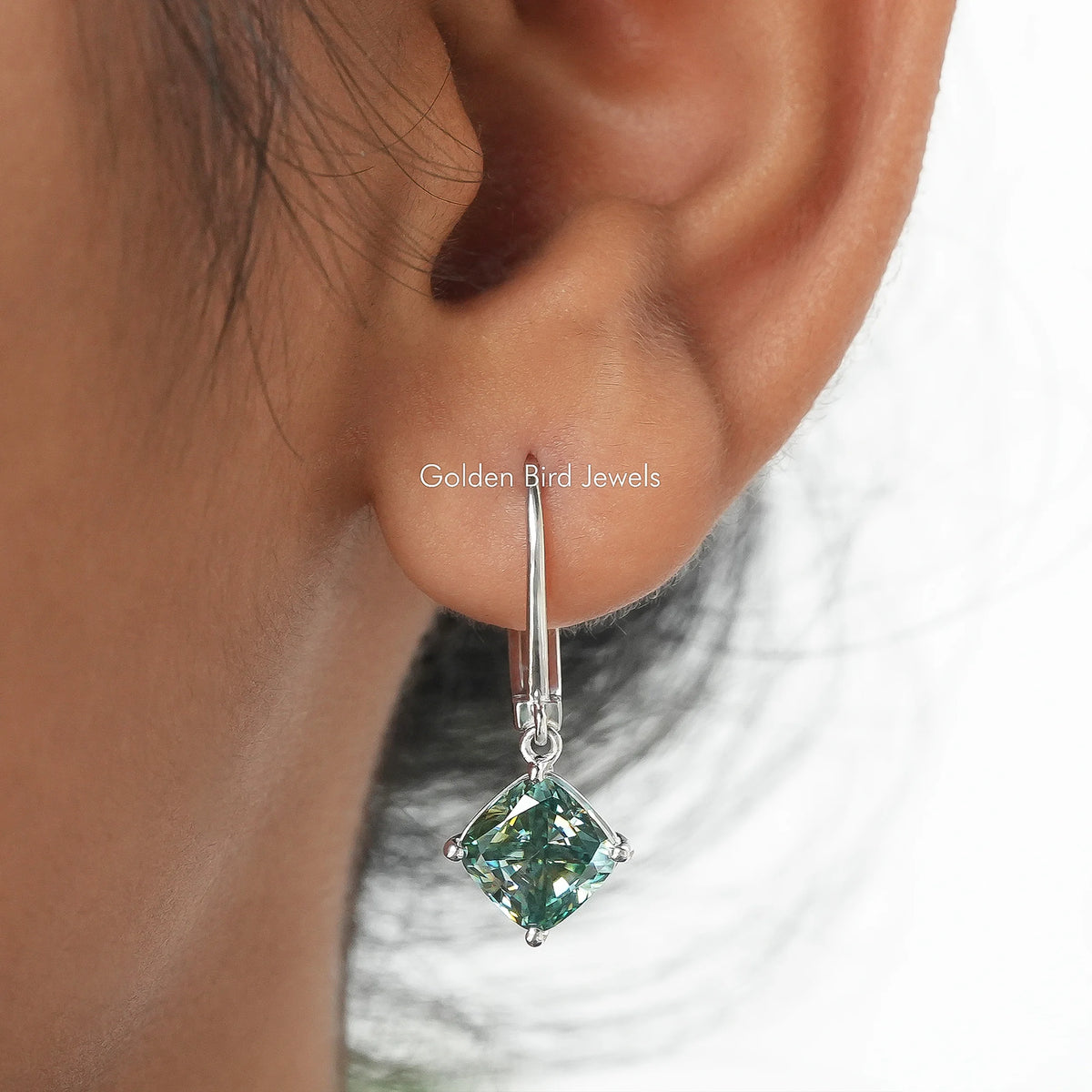 Cushion Moissanite Dangle Drop Earrings