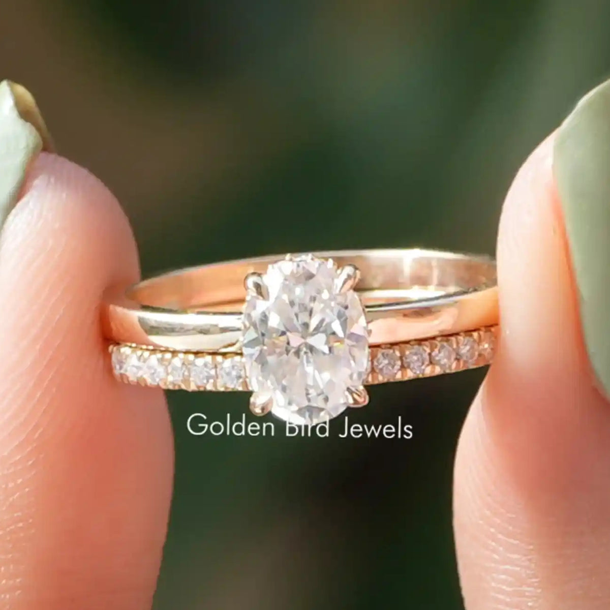 Oval Cut Moissanite Bridal Ring Set