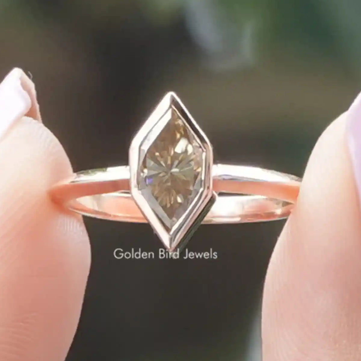 Dutch Marquise Cut Moissanite Solitaire Ring