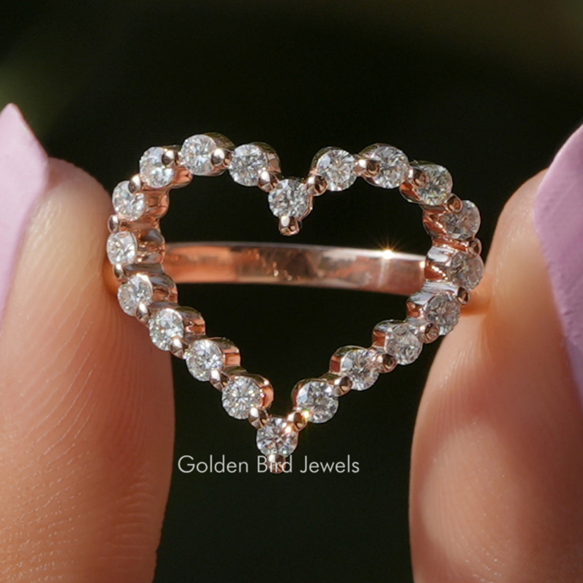 Round Cut Moissanite Heart Shape Engagement Ring