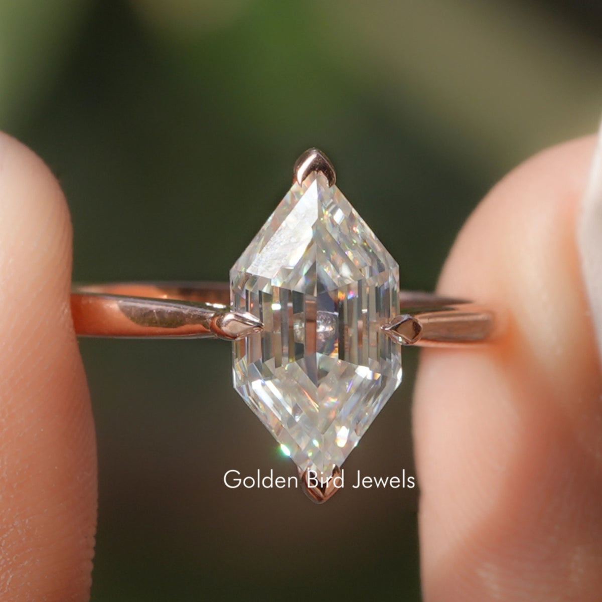 Step Cut Moissanite Dutch Marquise Ring