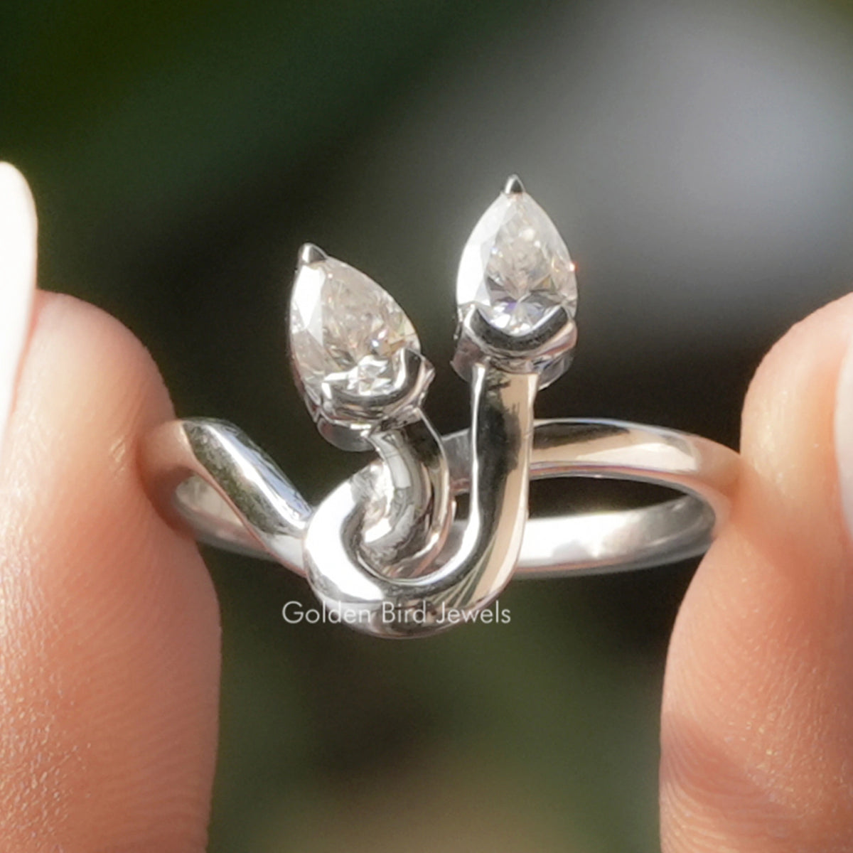 Pear Colorless Moissanite Vintage Style Toi Moi Ring