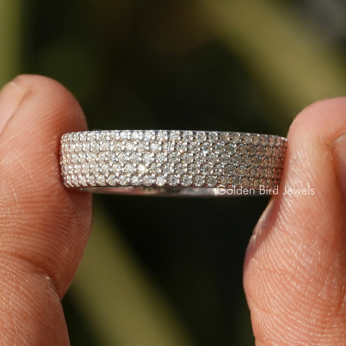 Round Moissanite Pave Set Eternity Band