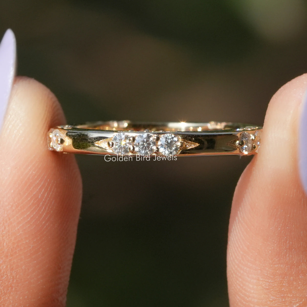 Moissanite Round Cut Lacie Wedding Band