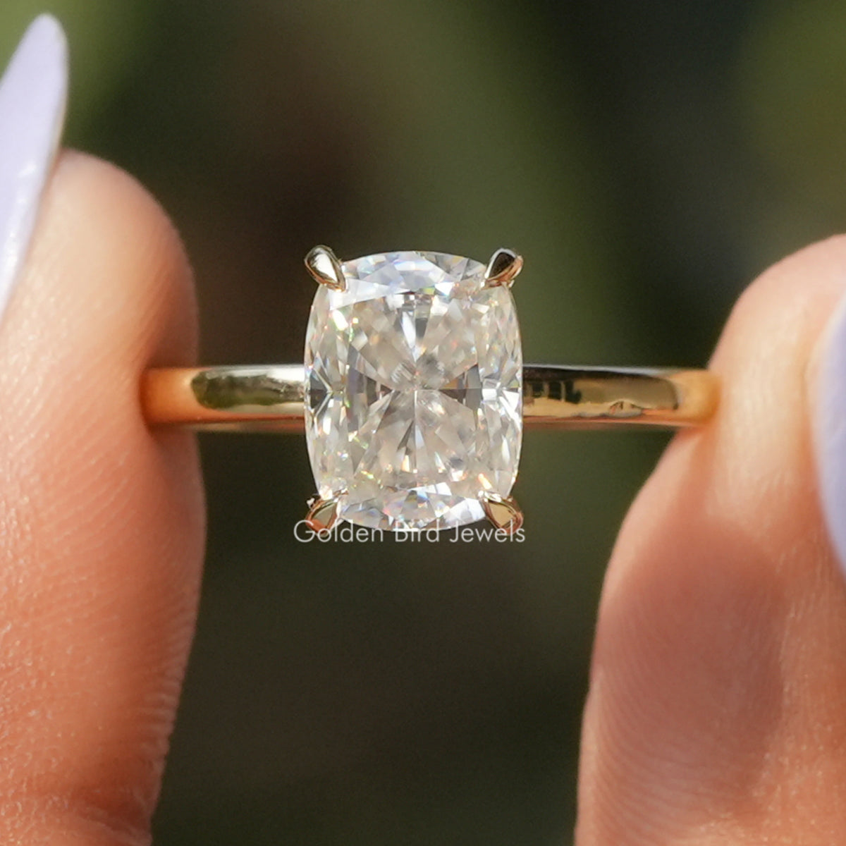Elongated Cushion Cut Moissanite Engagement Ring