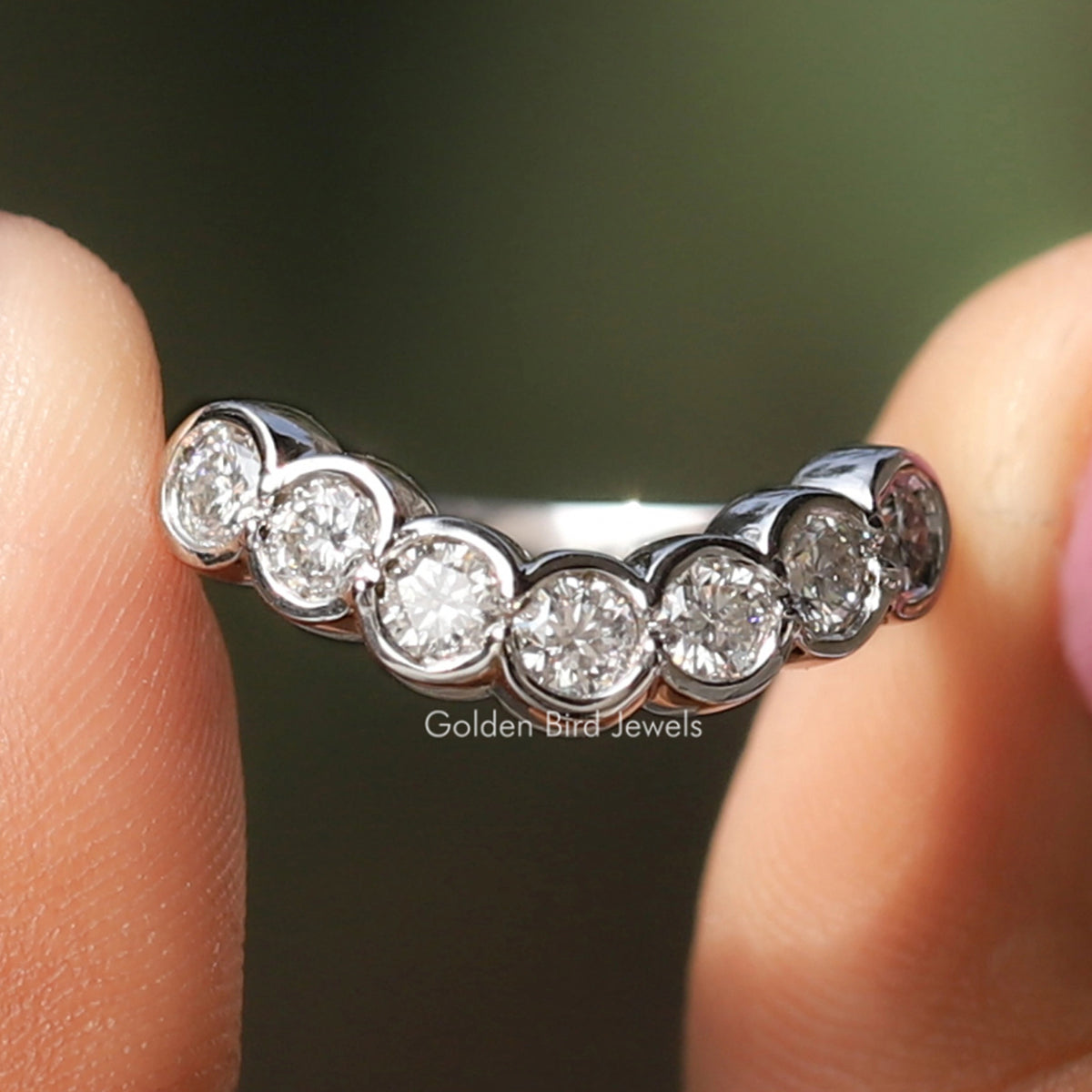 Seven Stone Round Cut Moissanite Wedding Band