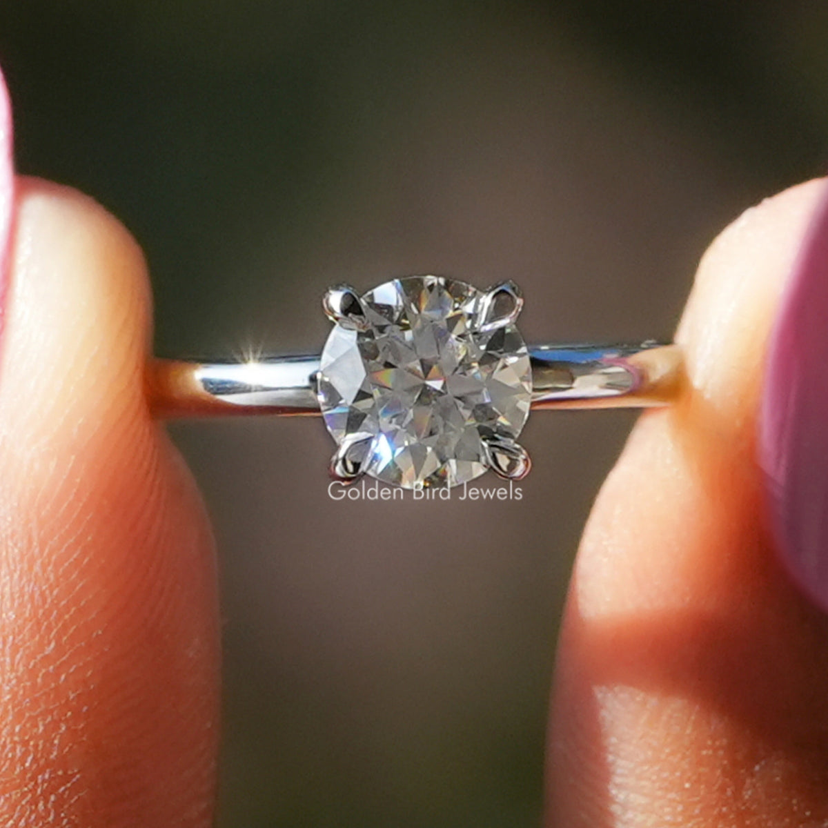 Solitaire Round Moissanite Engagement Ring