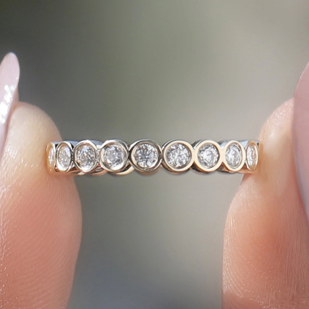 Bezel Set Round Moissanite Full Eternity Band