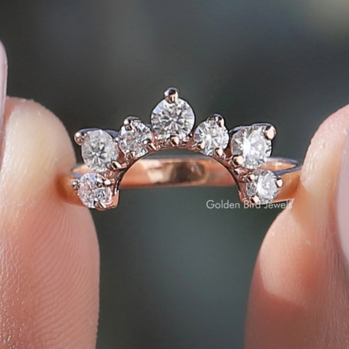 Round Lab Diamond Curved Stacking Wedding Band