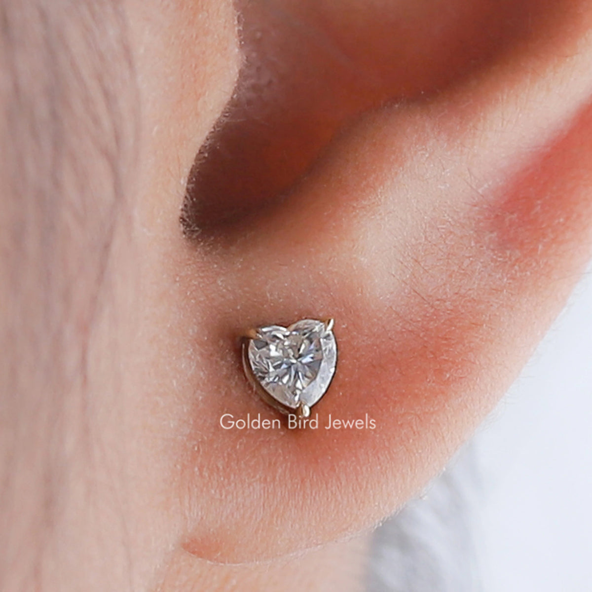 Heart Cut Moissanite Solitaire Push Back Earrings