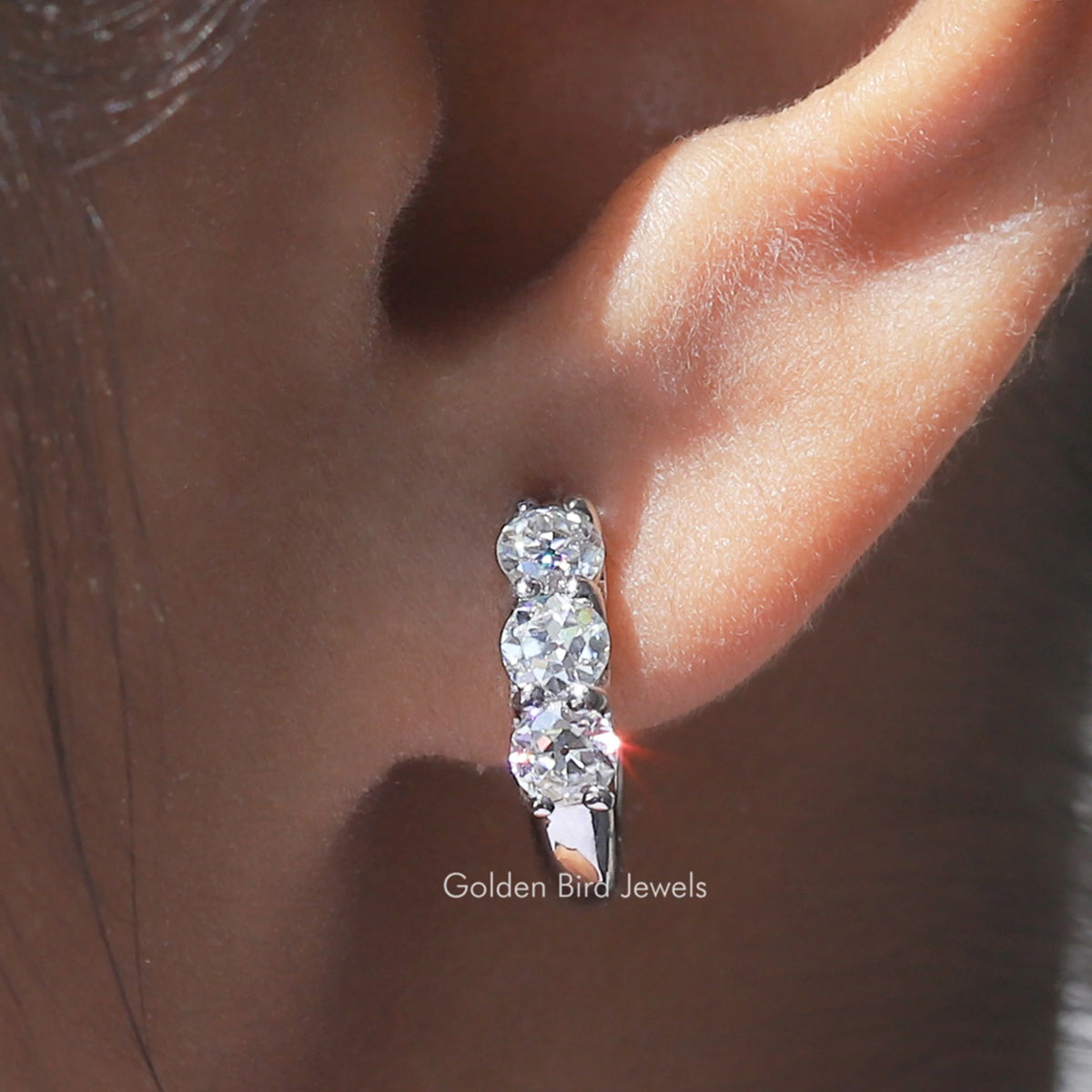 OEC Round Moissanite Hoop Earring