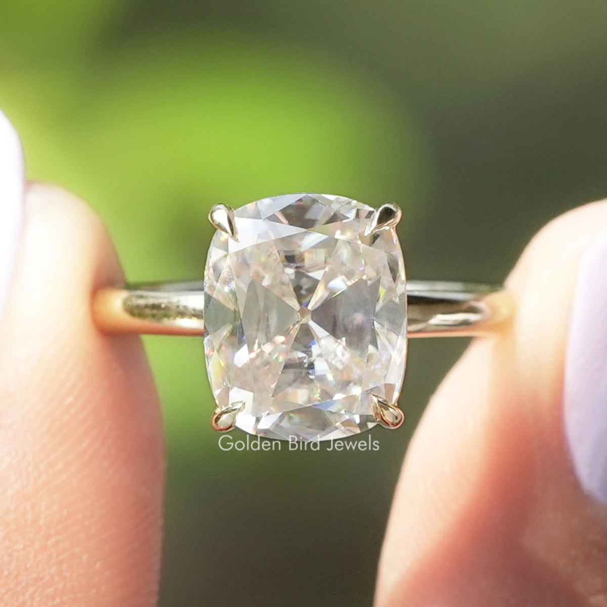 Old Mine Cushion Moissanite Solitaire Ring