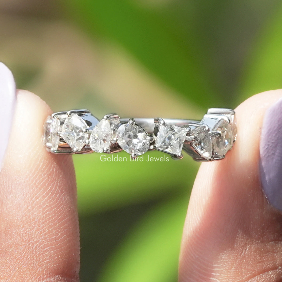 Multi Shape Pear-Princess Moissanite Eternity Band