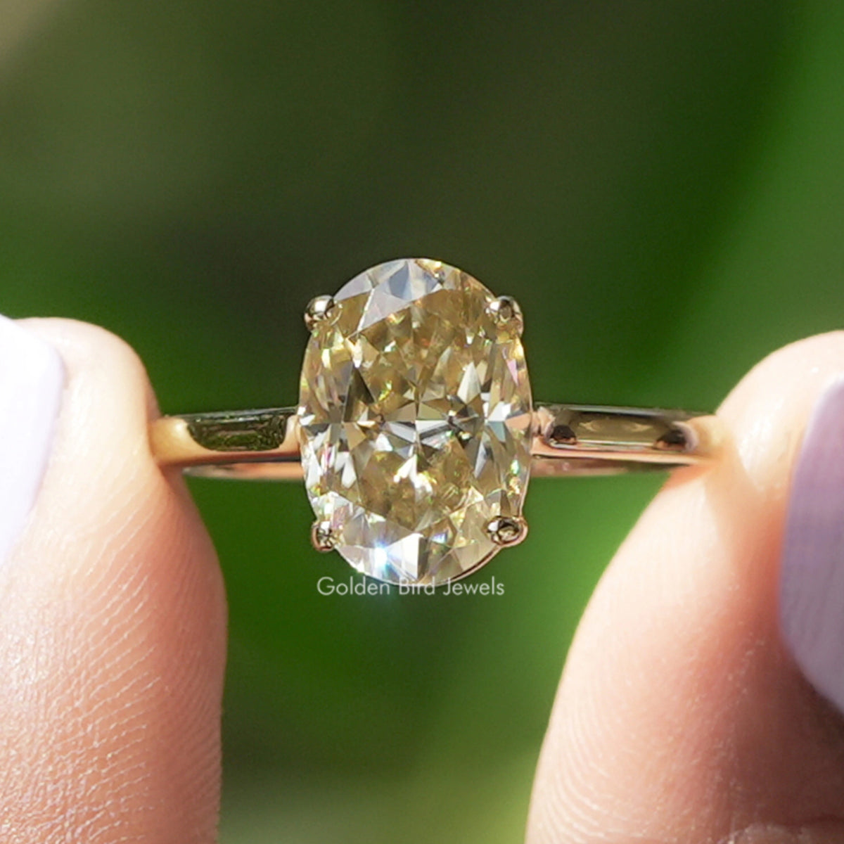 Solitaire Oval Cut Moissanite Engagement Ring