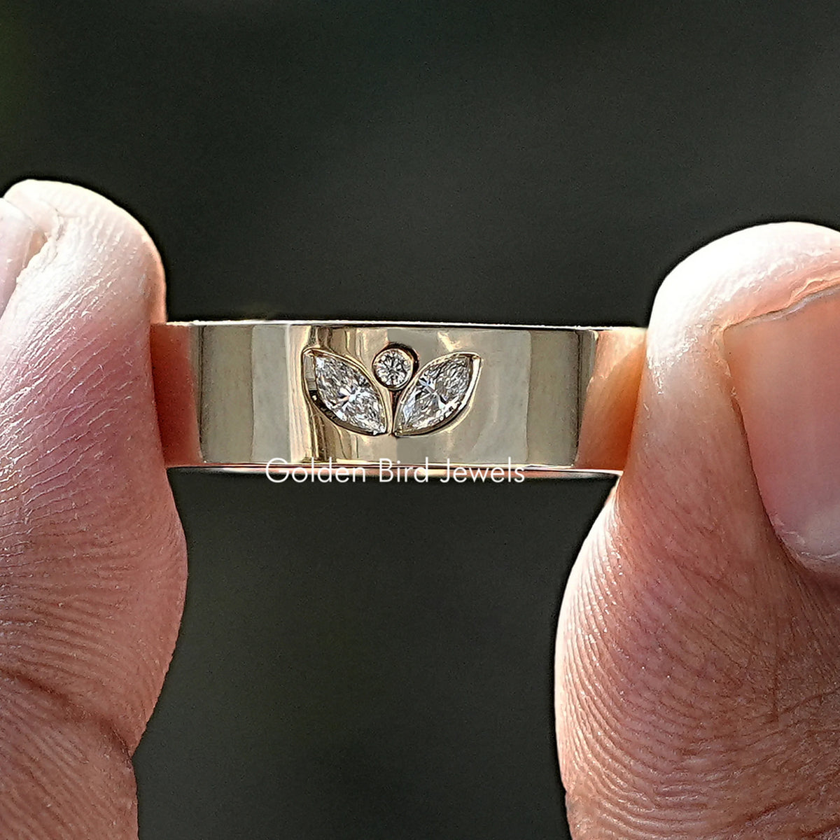 Marquise Cut Moissanite Flush Set Men's Ring