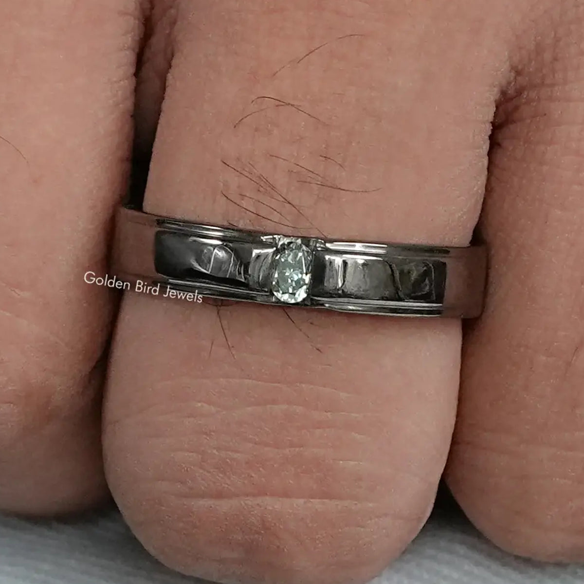 Oval Cut Moissanite Men's Wedding Ring