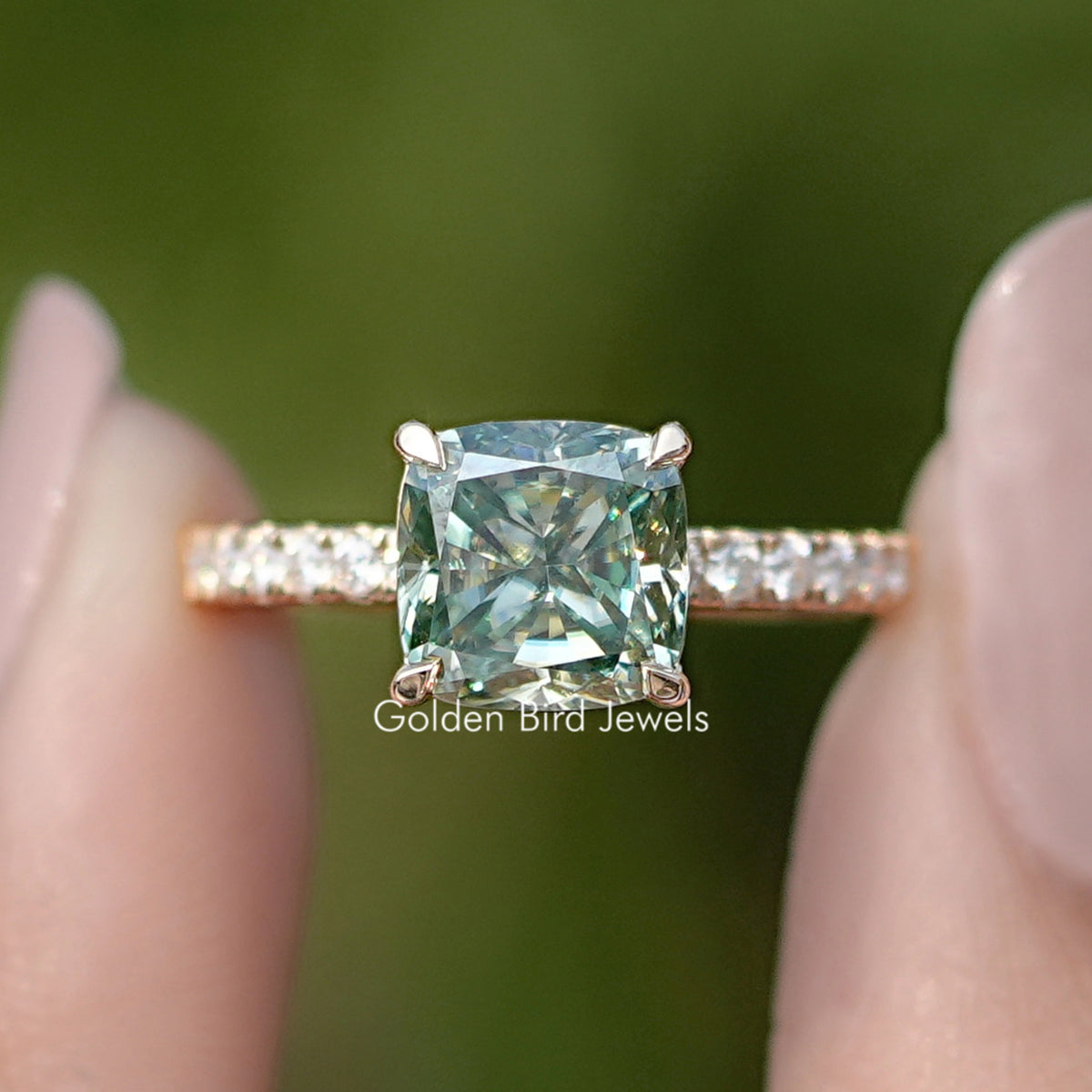 Cushion Cut Moissanite Engagement Ring