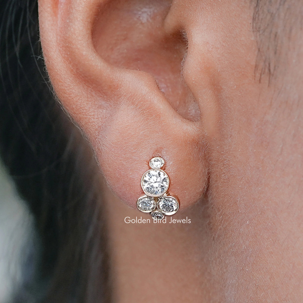 Round Shaped Lab Grown Diamond Huggie Earrings