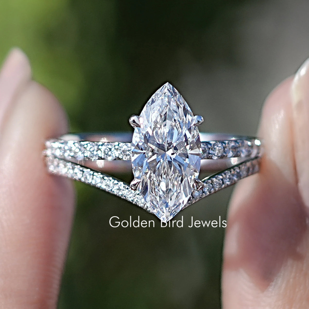 Marquise Cut Lab Diamond Bridal Ring Set