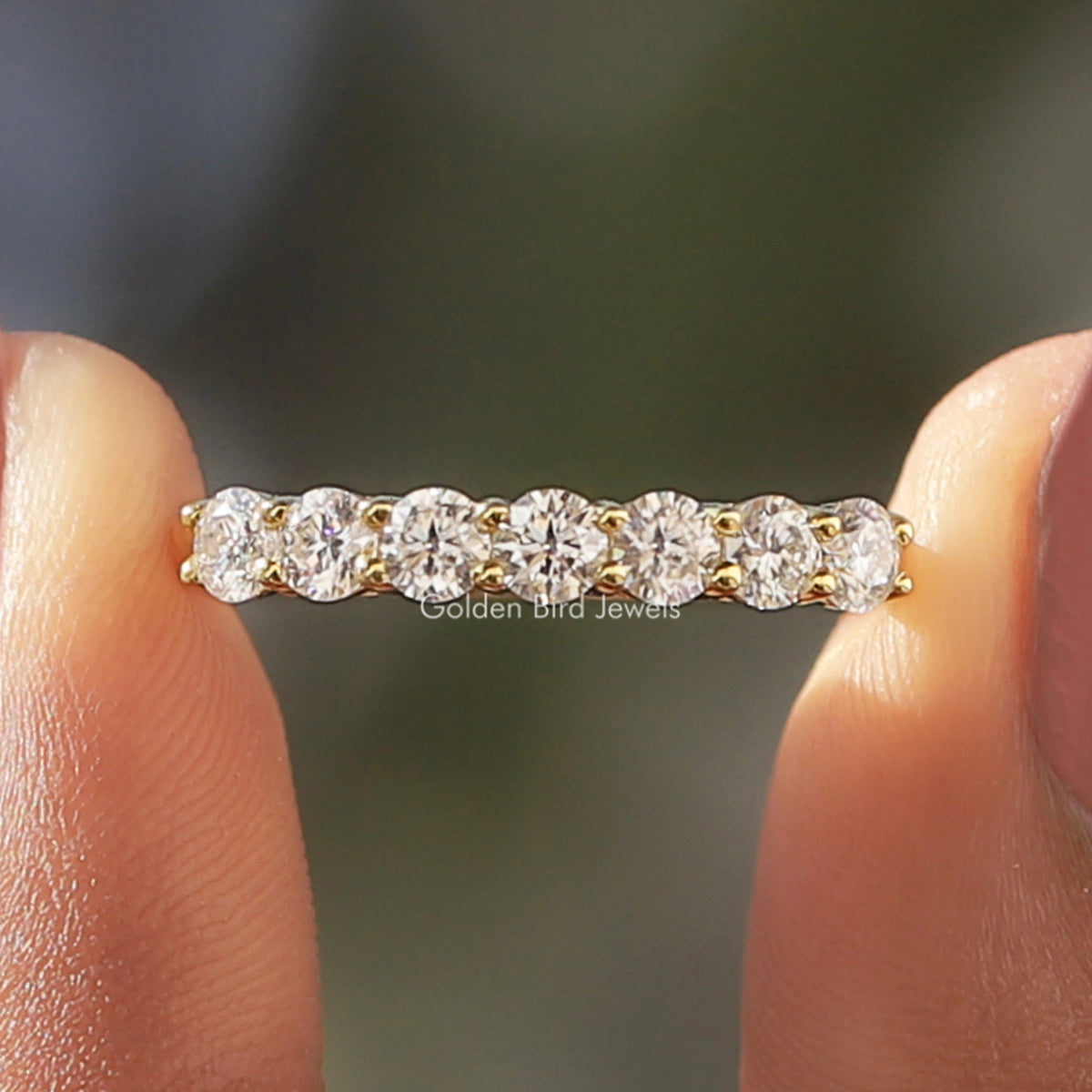 Round Cut 7 Stone Moissanite Eternity Wedding Band