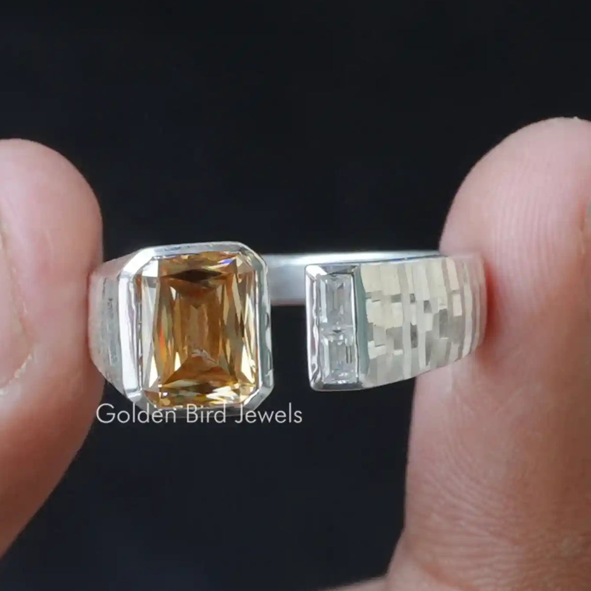 Criss Cut And Baguette Moissanite Two Stone Ring