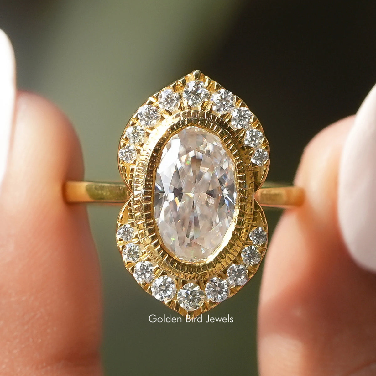 Crushed Ice Oval Cut Halo Engagement Ring