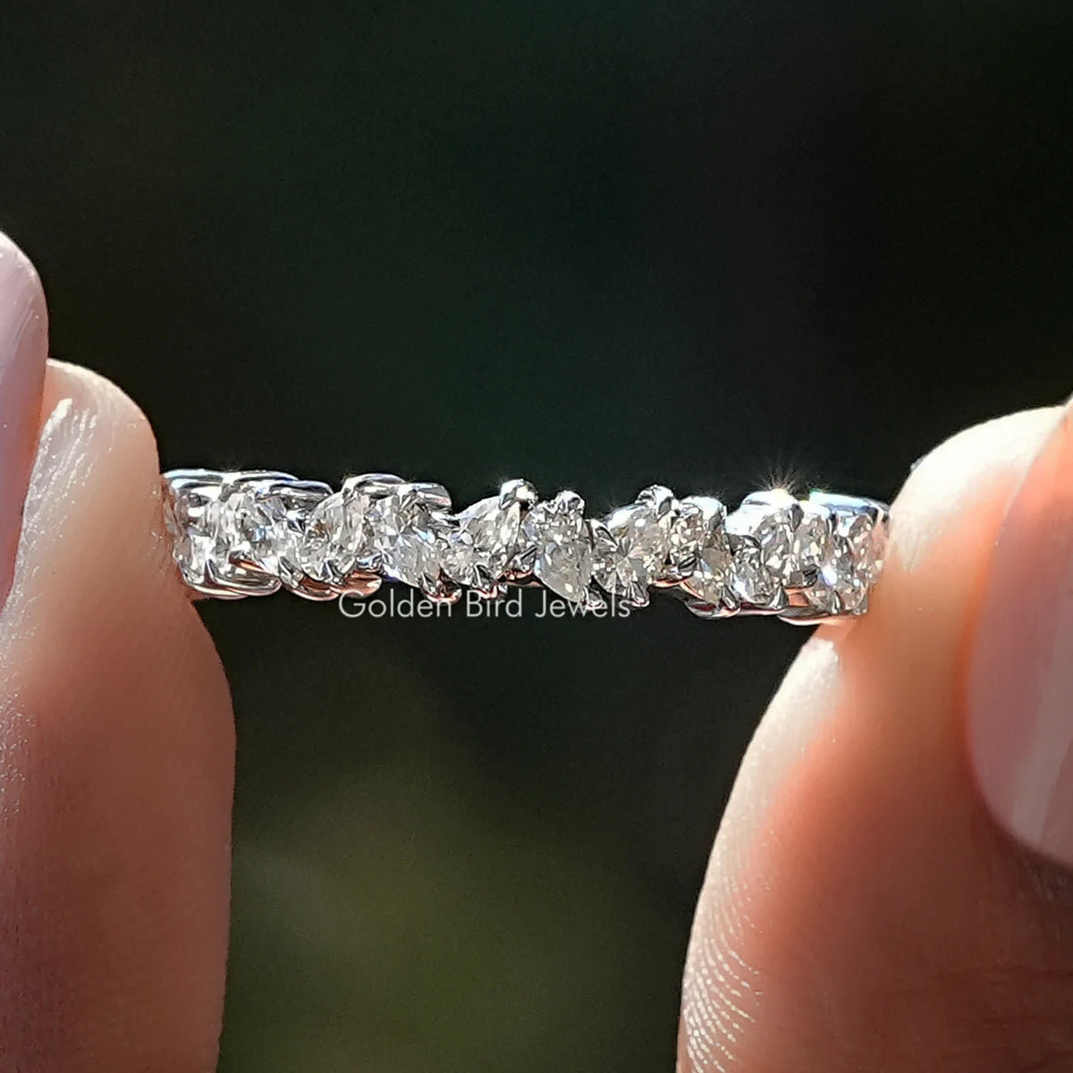 Moissanite Pear Cut Half Eternity Band