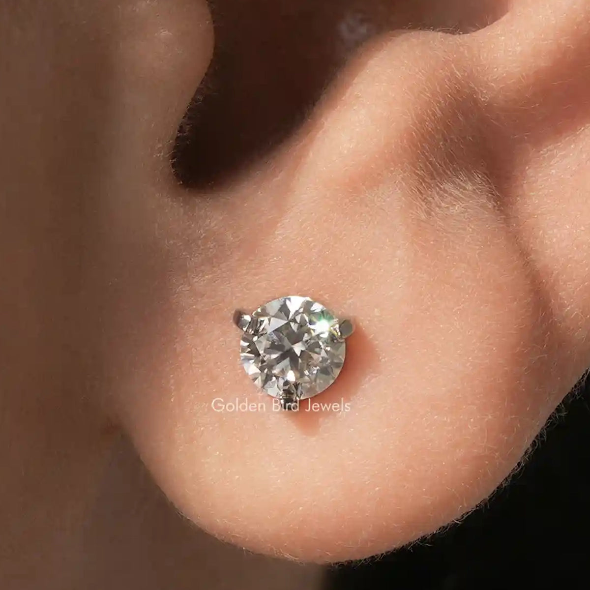 Round Moissanite Push Back Martini Set Stud Earrings