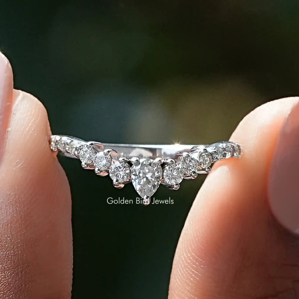 Pear Cut Moissanite Chevron Eternity Band