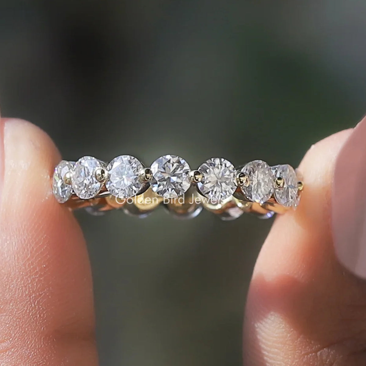 Moissanite Round Cut Full Eternity Wedding Band