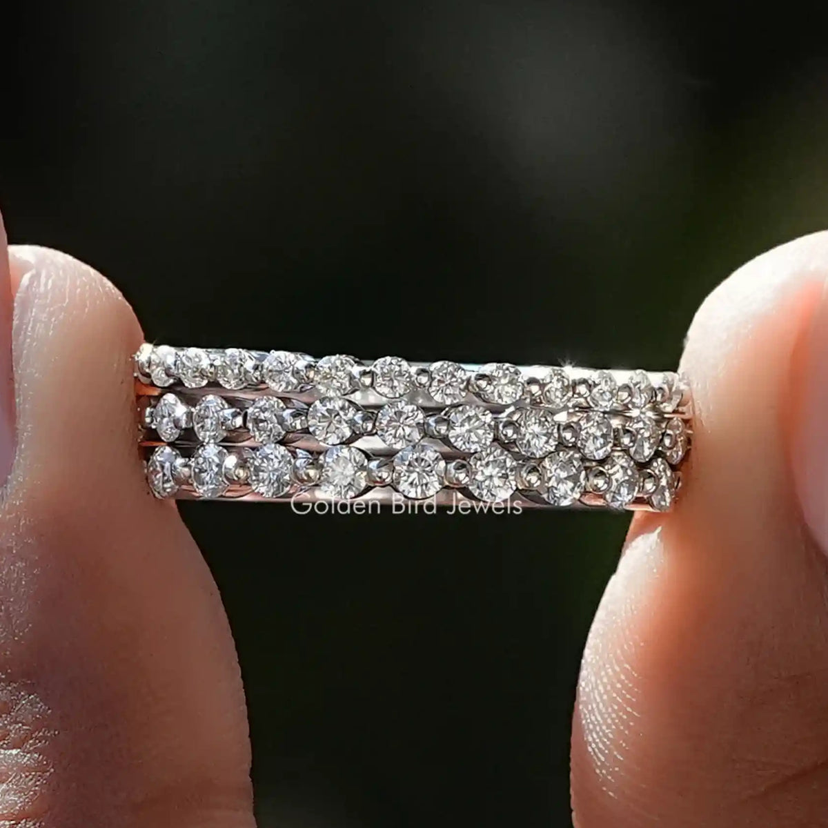 Moissanite Round Cut Stackable Eternity Band