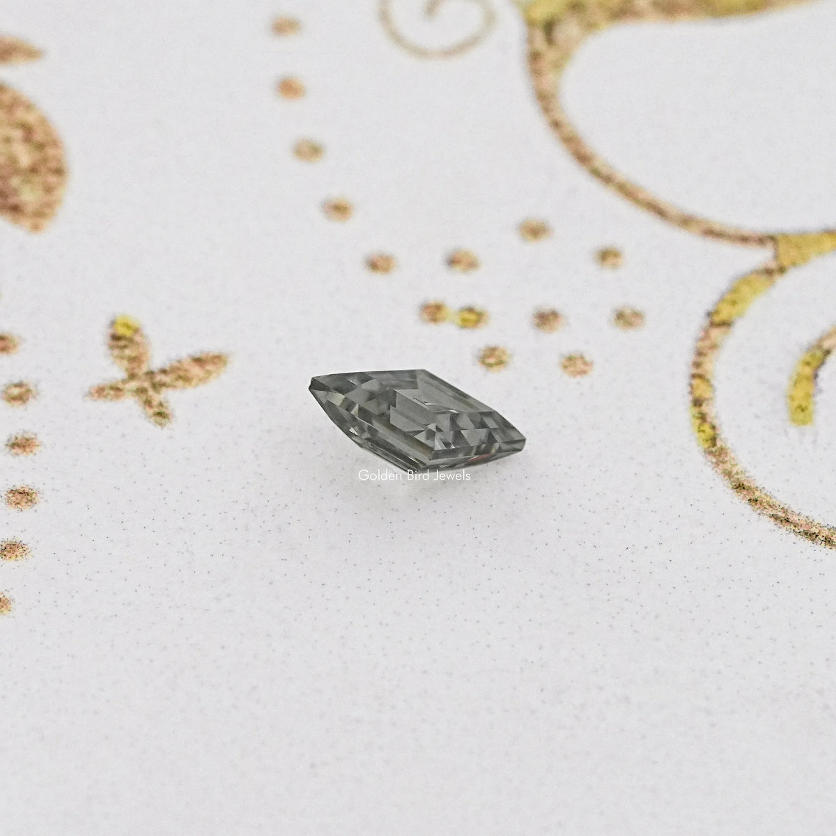 Gray Lozenge Cut Moissanite Stone